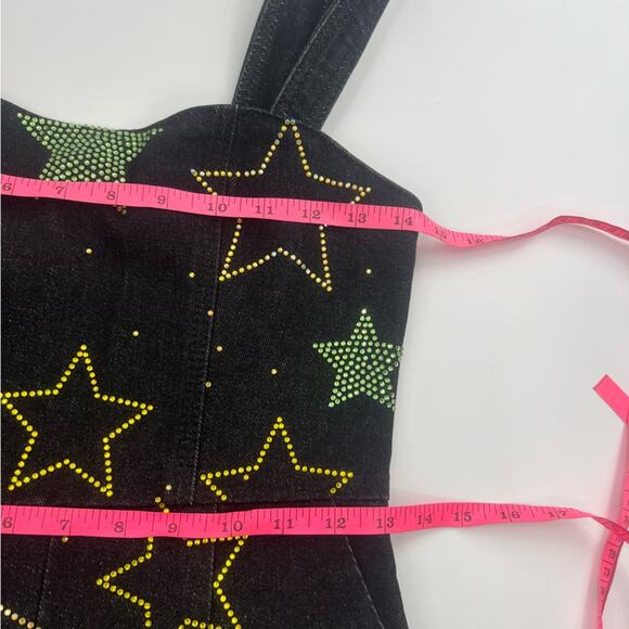 NWT Nasty Gal rhinestone star denim romper sz 4 - Picture 3 of 6